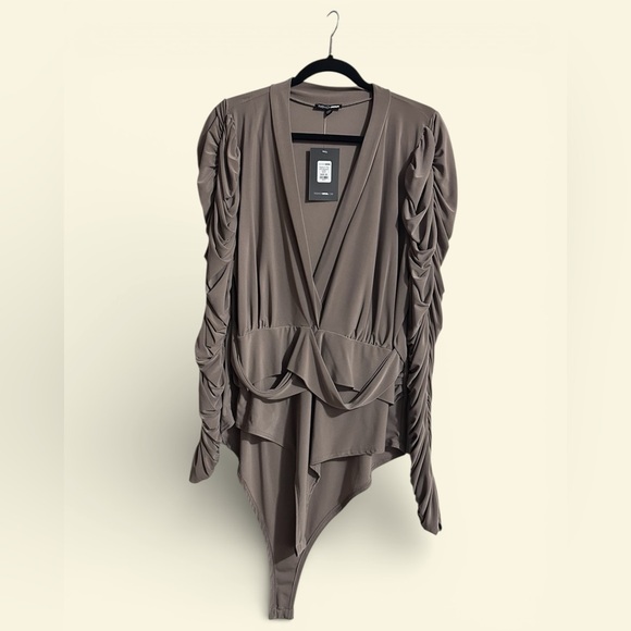 Fashion Nova Tops - Elegant Taupe Ruched Women's‎ Bodysuit